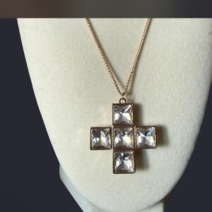 Gold-Tone Clear Crystal Cross Pendant Necklace - Women's Jewelry